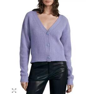 Rag and Bone Pierce Cardigan Cashmere Sweater Size L Rib Knit